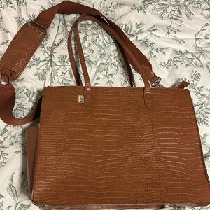 The Work Tote in Cognac Croc